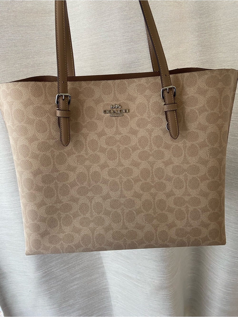 Coach Tan Signature Monogram Mollie Tote
